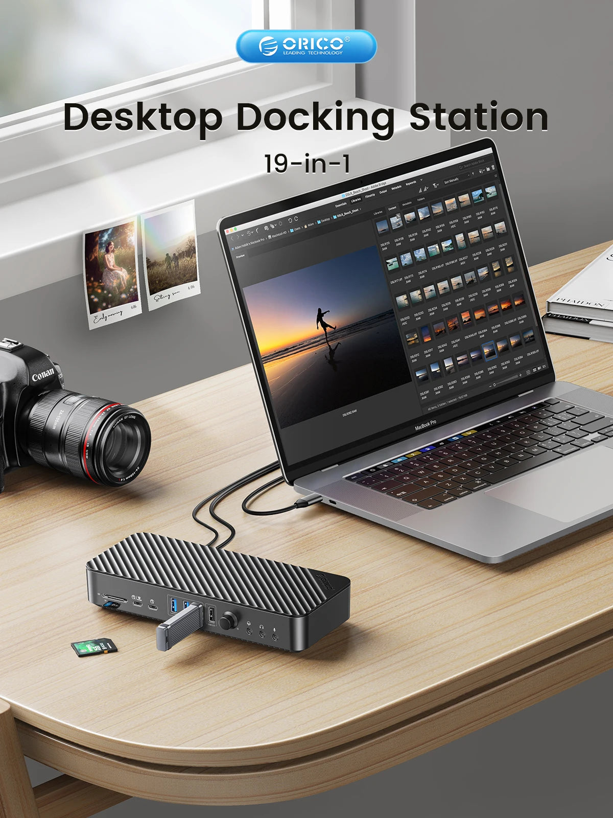 ORICO 19-v-1 USB-C namizna priklopna postaja s 4K HDMI, VGA, RJ45, PD polnjenjem