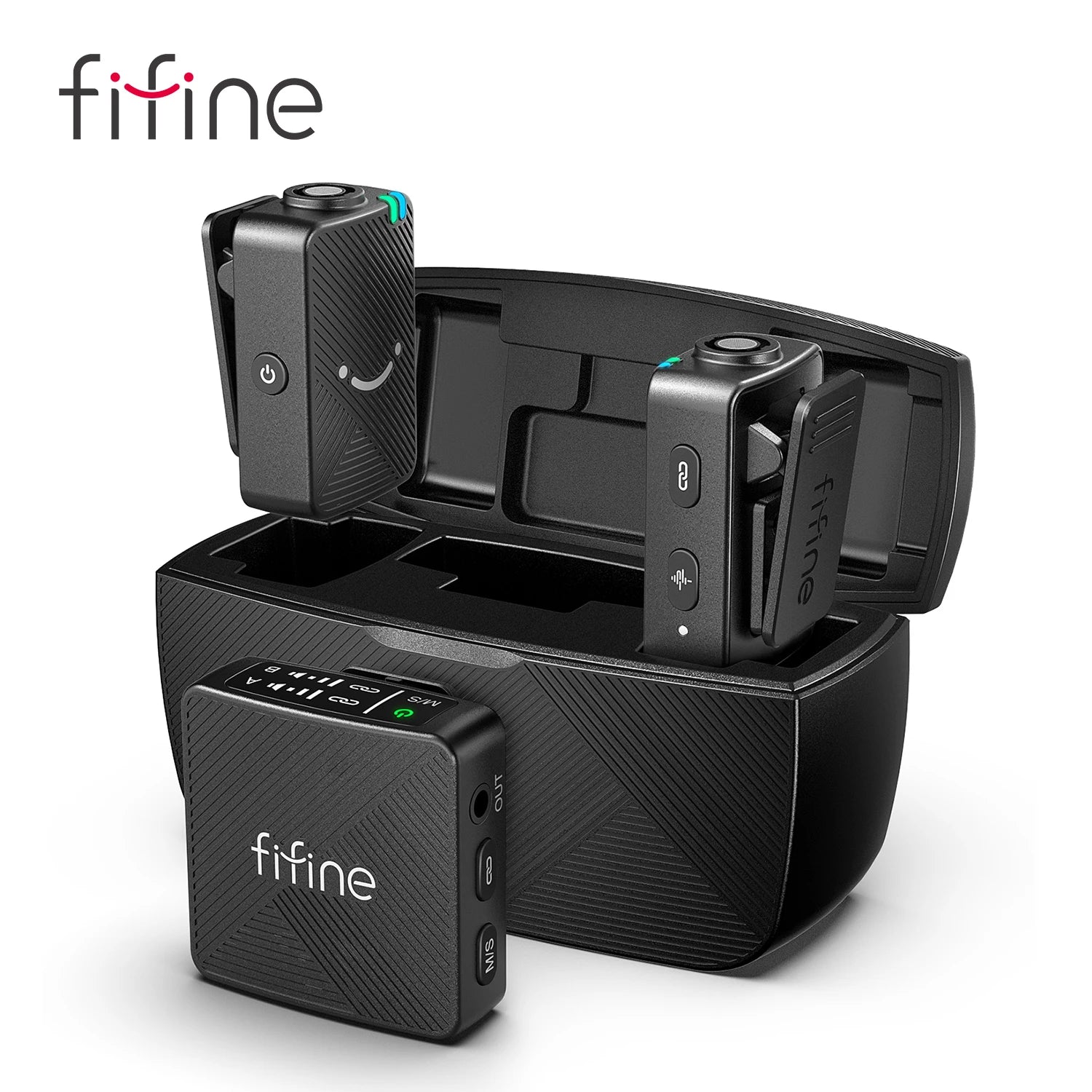 FIFINE M9 Wireless Lavalier Microphone | 2-Pack Cordless Lapel Mic for Vlogs