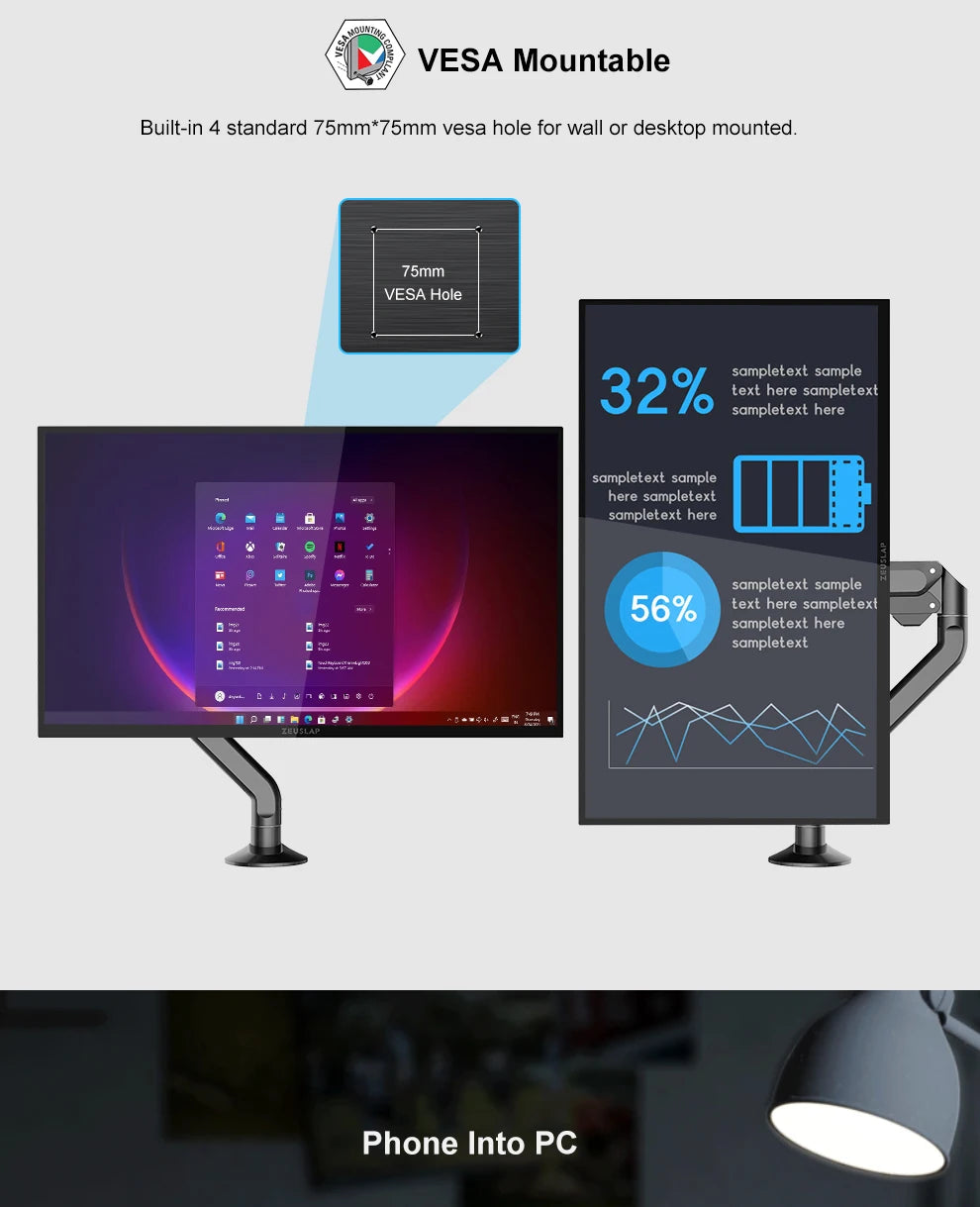 ZEUSLAP 18,5" pametni prenosni zaslon | Google TV, zaslon na dotik, USB‑C in HDMI
