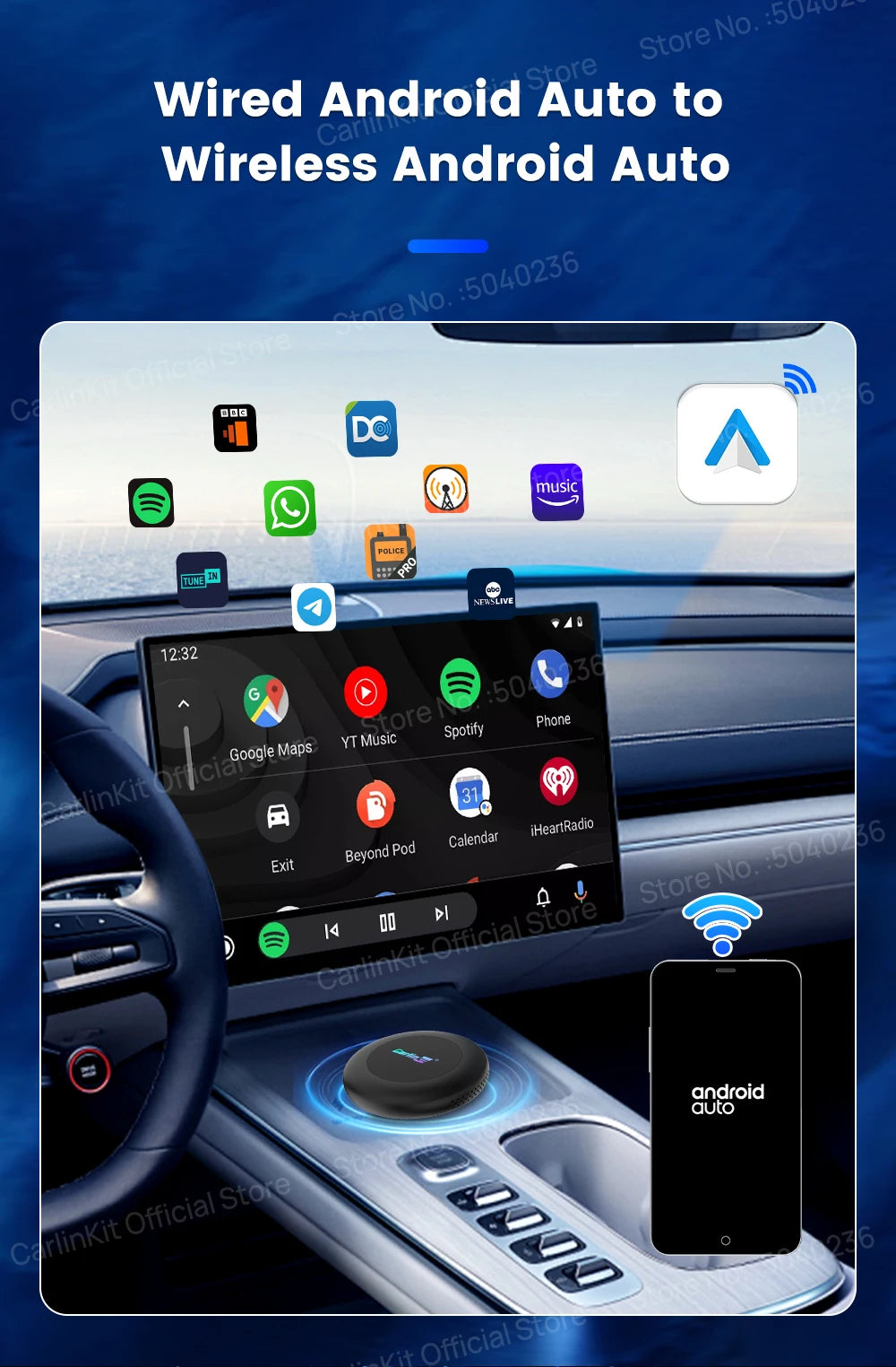 CarlinKit Ultra2 Android 15 8+128GB Wireless CarPlay AI Box