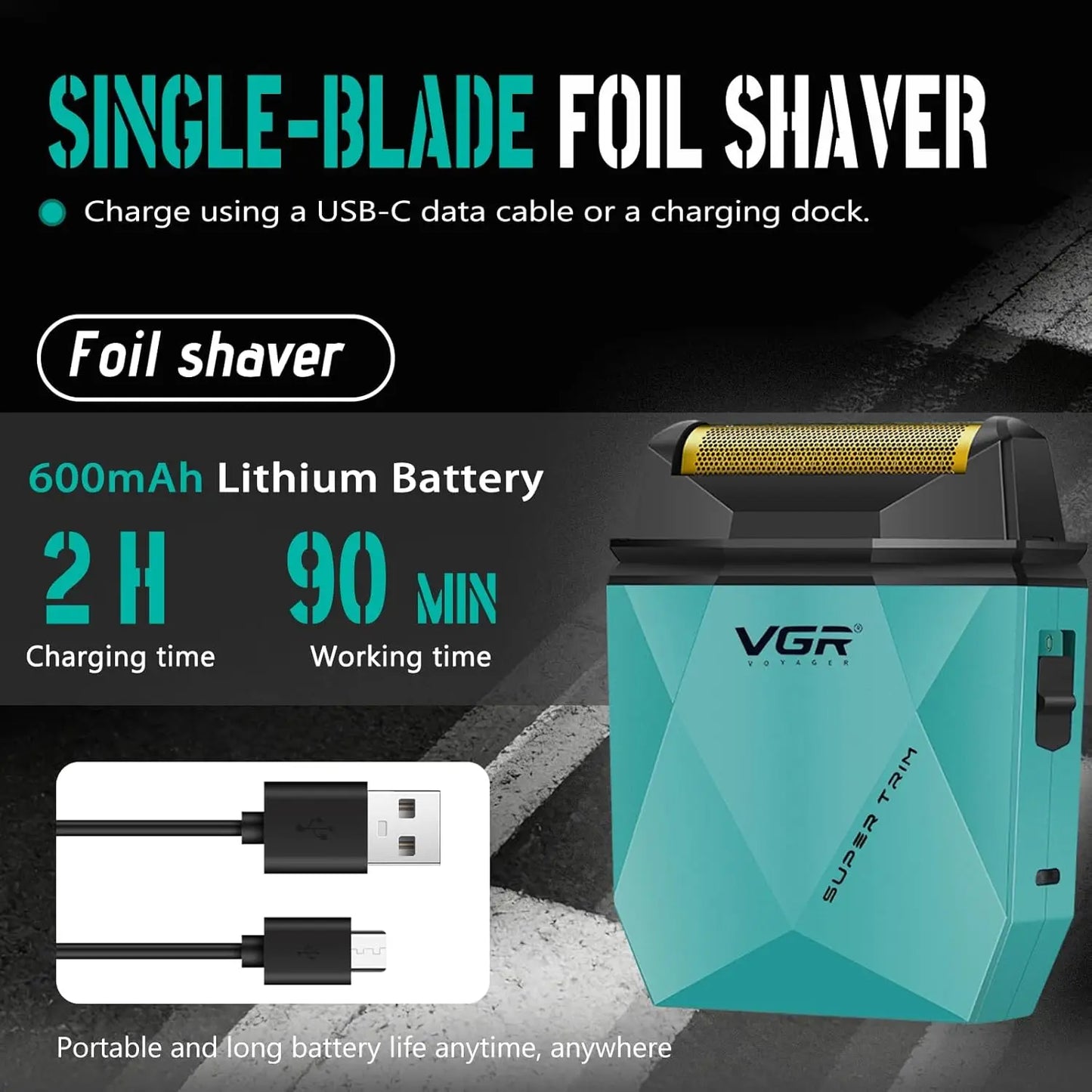 VGR Trimmer Electric Shaver Adjustable Hair Cutting Machine Cordless Clipper Barber Mini Beard Trimmer Trimmer for Men V-877 S3