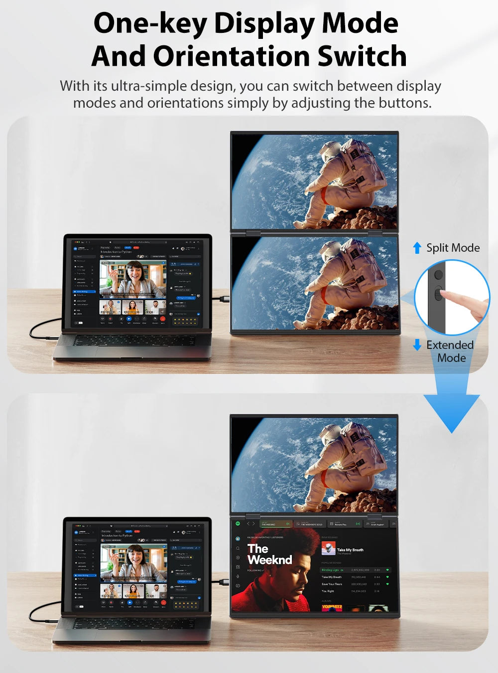 UPERFECT 15.6" Portable Dual Monitor - 1080P FHD IPS Folding Laptop Screen Extender with USB-C Plug & Play for Gaming and Travel - Limetastore