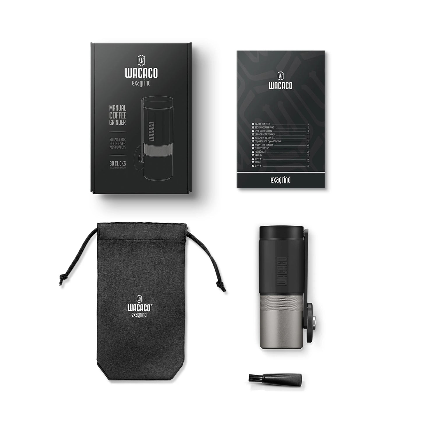 Wacaco Exagrind Portable Manual Coffee Grinder – Premium Stainless Steel Conical Burr Hand Grinder