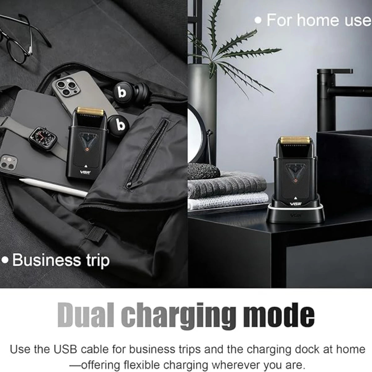 VGR Shaver Electric Beard Trimmer Professional Shaving Machine Vector Motor Hair Shaver Reciprocating Shaver for Men V-035S