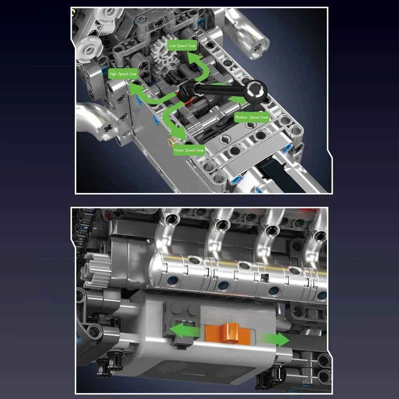 Mould King 10202 Motorized V12 Engine & Transmission Building Set - Limetastore