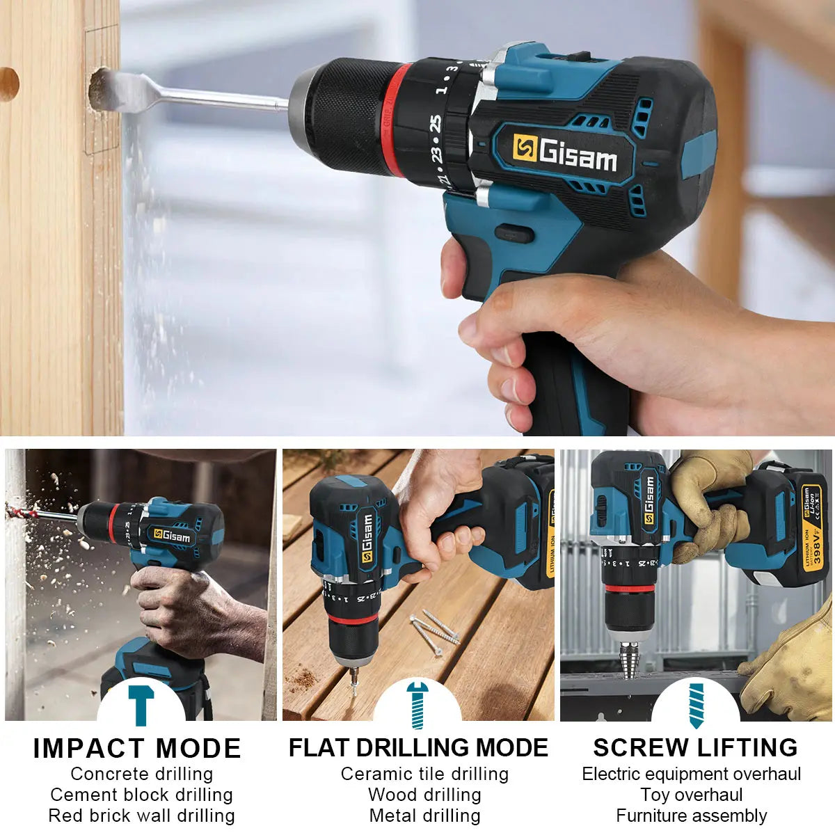 Gisam Brushless Power Tools Set for Makita 18V – Impact Wrench, Drill, Grinder, Hammer