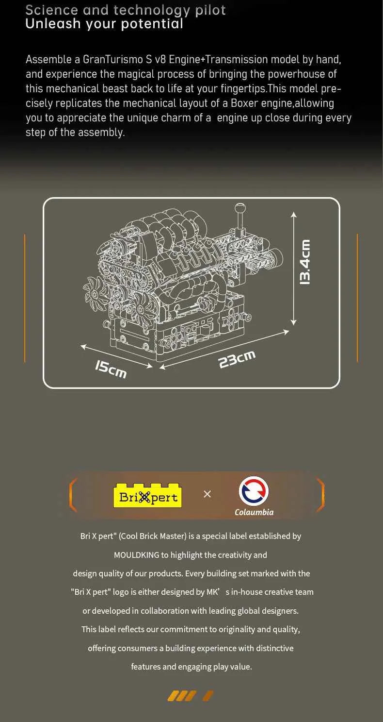 Mould King 10227 Motorized V8 Engine & Transmission Building Set - Limetastore
