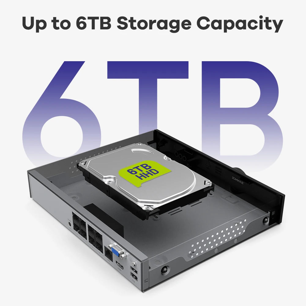 SANNCE 5MP PoE CCTV System | 4CH H.265 NVR, 5MP PT Cameras, Color Night Vision, Two‑Way Audio