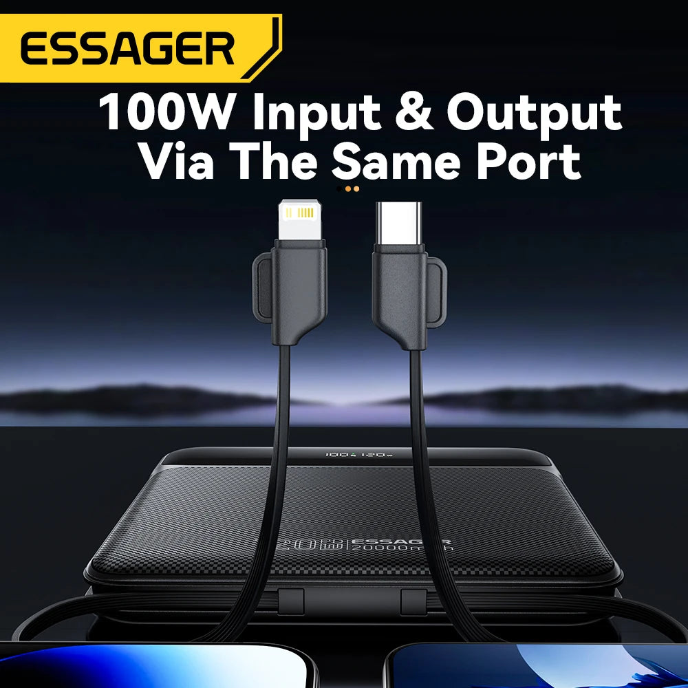 Essager 100W 20000mAh Power Bank – PD Fast Charging Portable External Battery