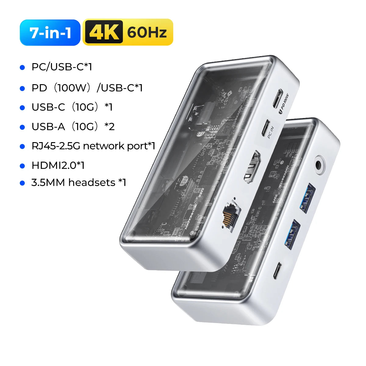 ORICO Metallic USB‑C 10Gbps Docking Station with 4K60Hz HDMI, USB 3.0 Ports
