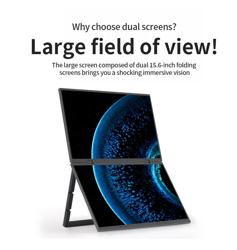Sibolan 15.6-inch Portable Dual Screen Extender 1080p Laptop Monitor Stackable Foldable Triple Monitor (Win/Mac Compatible) - Limetastore