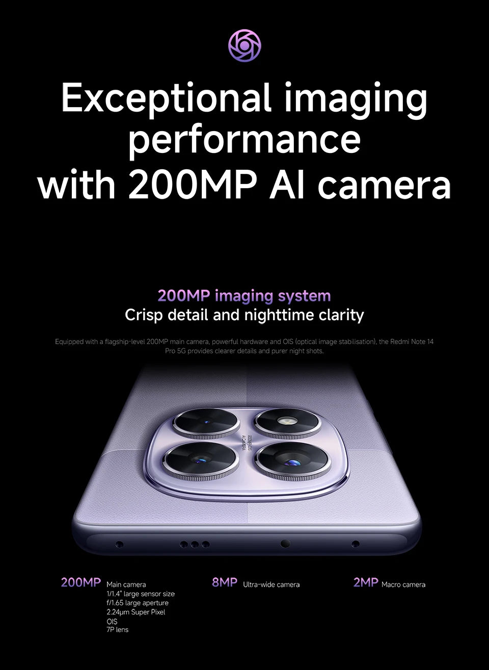 FR Warehouse Xiaomi Redmi Note 14 Pro 5G Smartphone Global Version  MediaTek 200MP Camera 5110mAh 45W Dimensity 7300-Ultra CPU - Limetastore