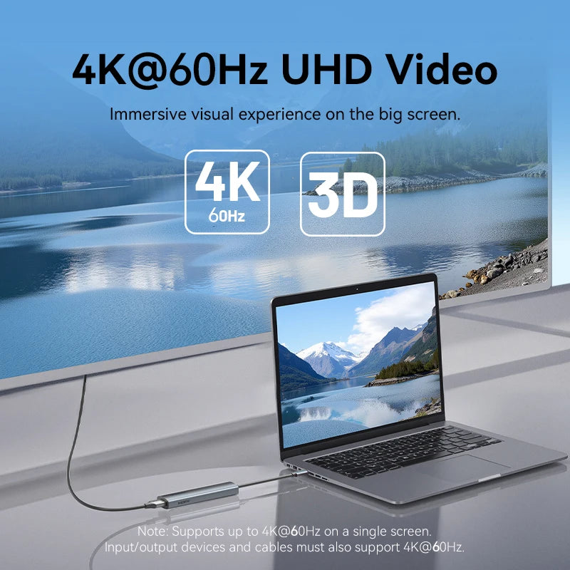 Vention USB‑C 6‑in‑1 Hub | HDMI 4K, PD 100W, RJ45, USB 3.0 Docking Station