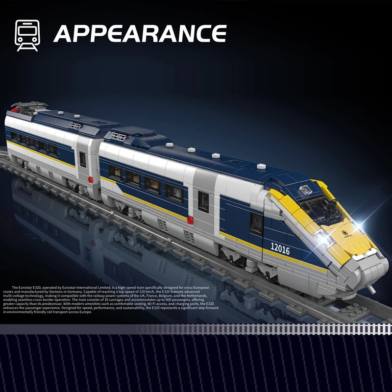 Mould King 12016 Motorized Europe Star E320 Train Building Set | RC High-Speed Locomotive with Tracks - Limetastore