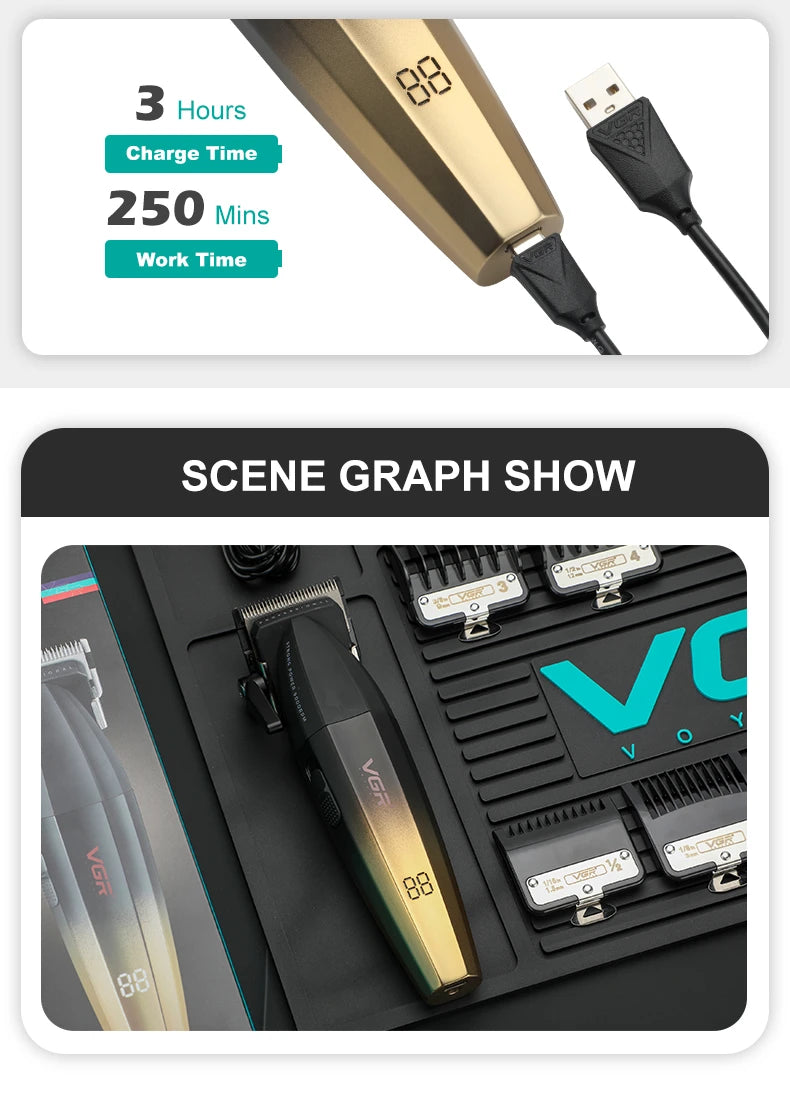 VGR Hair Trimmer Professional Hair Cutting Machine Electric Hair Clipper Shaver Barber Metal Trimmer for Men V-003 V-906 V-308