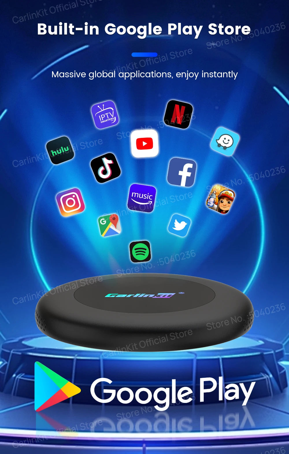 CarlinKit Android 15 SM6350 8+128GB Wireless CarPlay AI Box