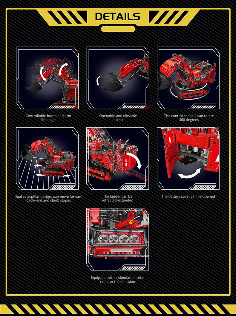 Mould King 17070/17071 RC R9800 Excavator Building Set | Motorized Technical Mining Excavator - Limetastore