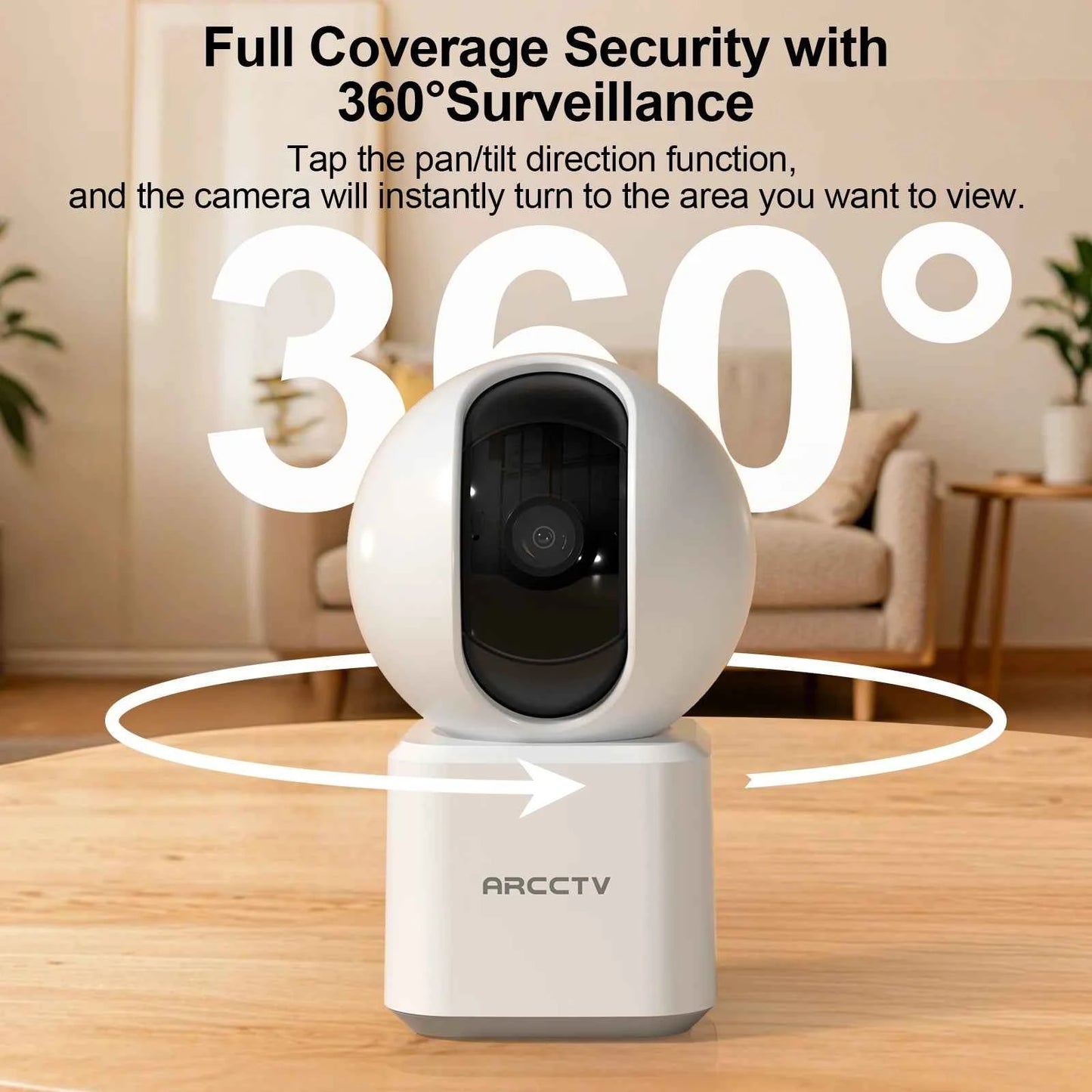 ARCCTV 2K WiFi 5G Surveillance Baby Monitor Camera HD Two Way Talk IR Night Vision Security PTZ Camera 360° View Auto Tracking - Limetastore