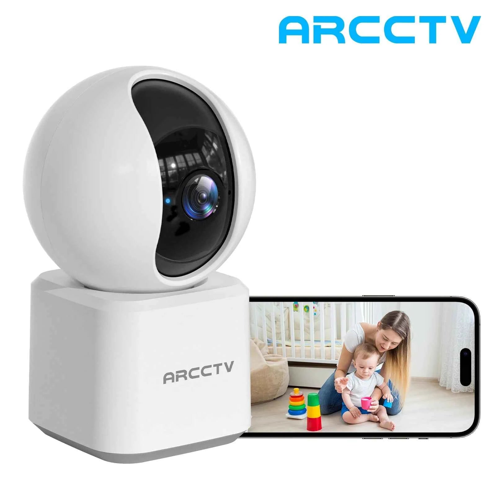 ARCCTV 2K WiFi 5G Surveillance Baby Monitor Camera HD Two Way Talk IR Night Vision Security PTZ Camera 360° View Auto Tracking - Limetastore