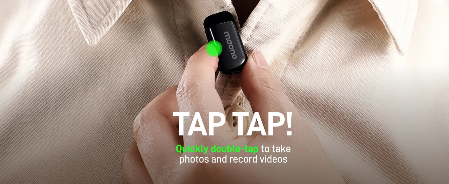 Maono Wave T1 mini – Wireless Lavalier Microphone | AI Noise Cancellation, Auto‑Clipping & App Control for iPhone, Android & PC Video Recording