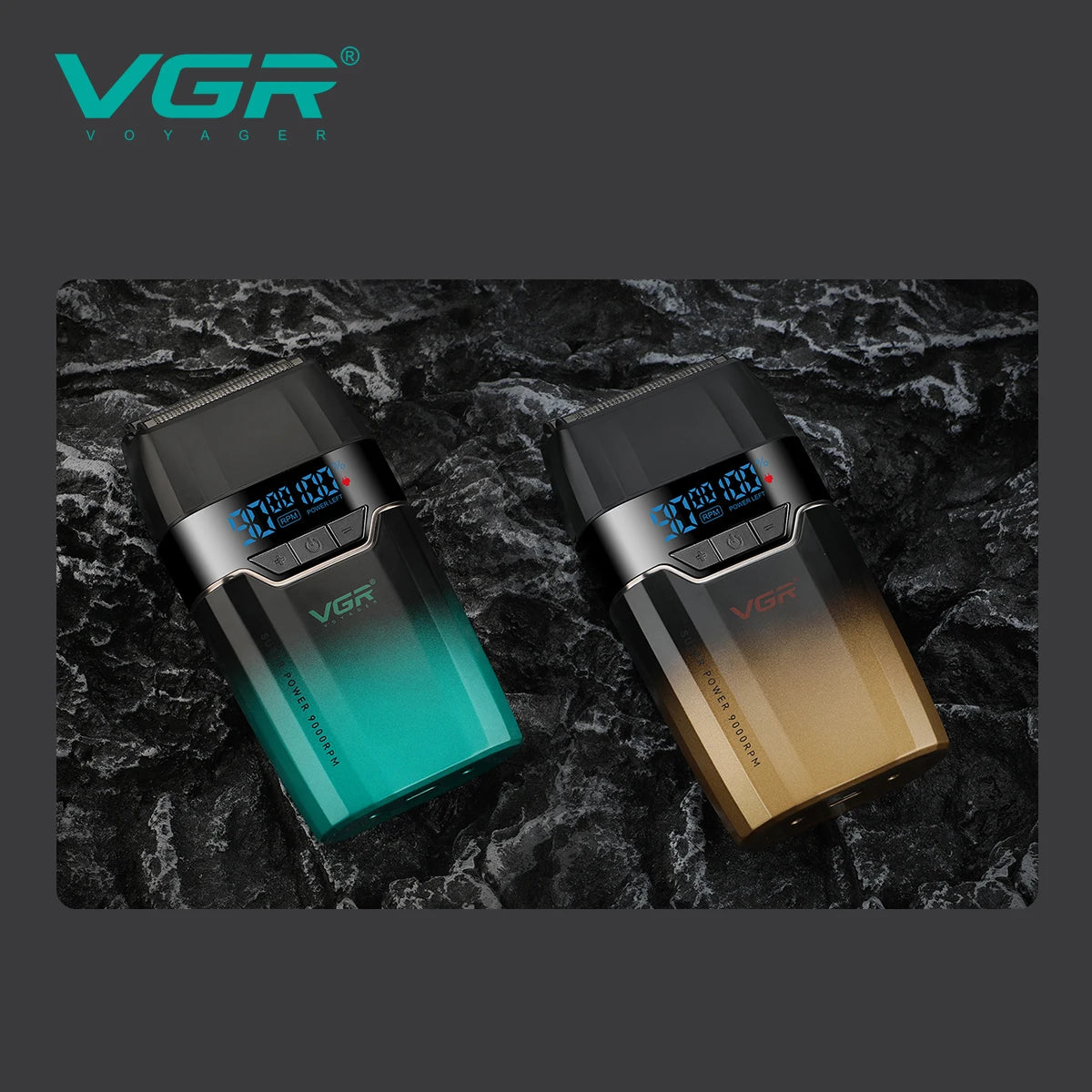 VGR Shaver Professional Beard Trimmer 9000 RPM Shaving Machine Razor Electric Shaver Reciprocating LED Shaver for Men V-308