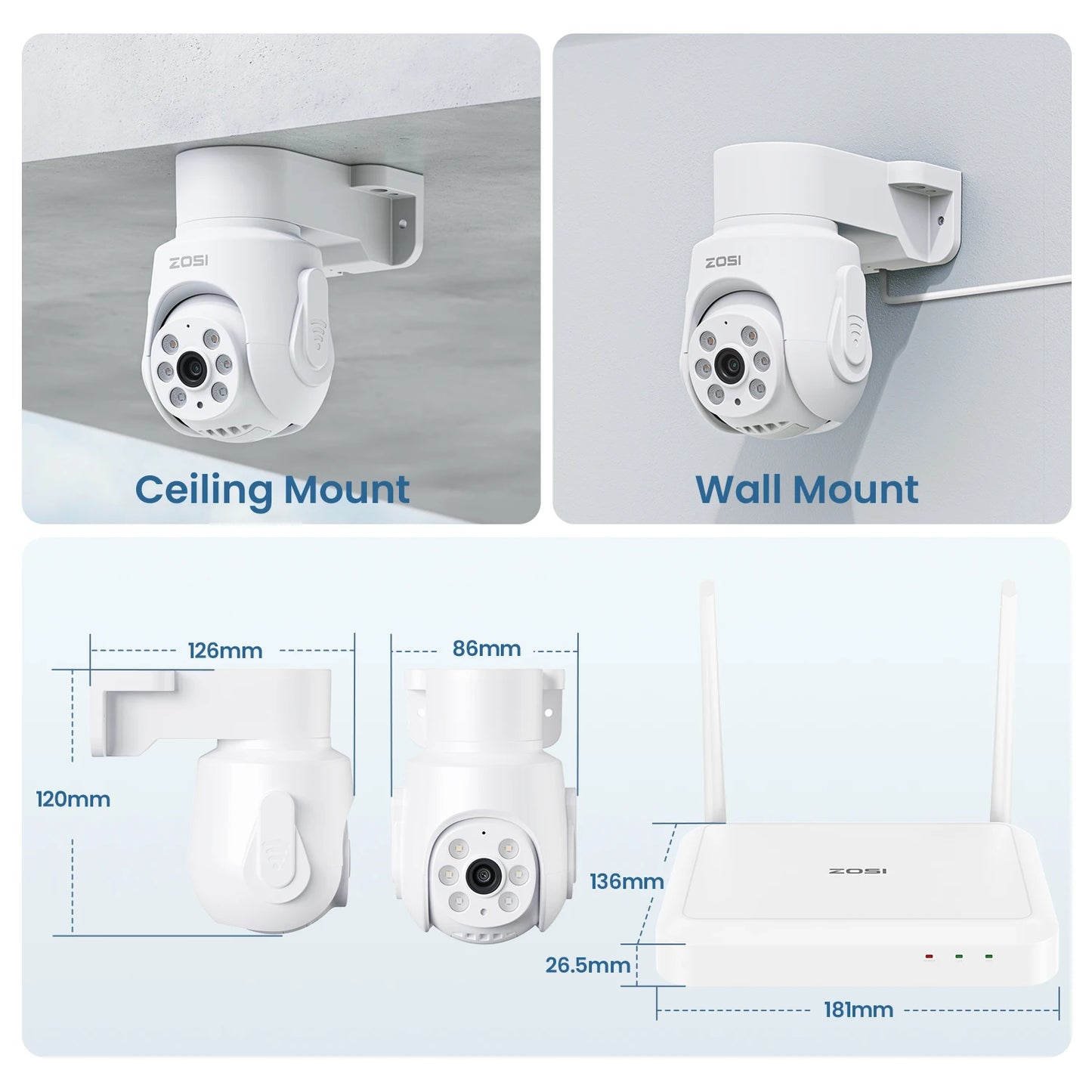 ZOSI 3K Wi‑Fi 6 Security Camera System – 8CH 4K WiFi NVR with 5MP Auto‑Tracking Pan‑Tilt Cameras