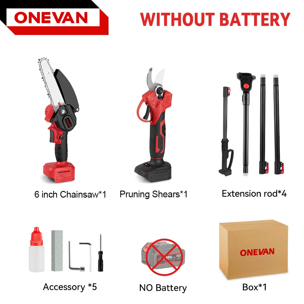 3‑in‑1 Brushless Telescoping Pole Chainsaw | Electric Pruner, Hedge Trimmer & Scissors