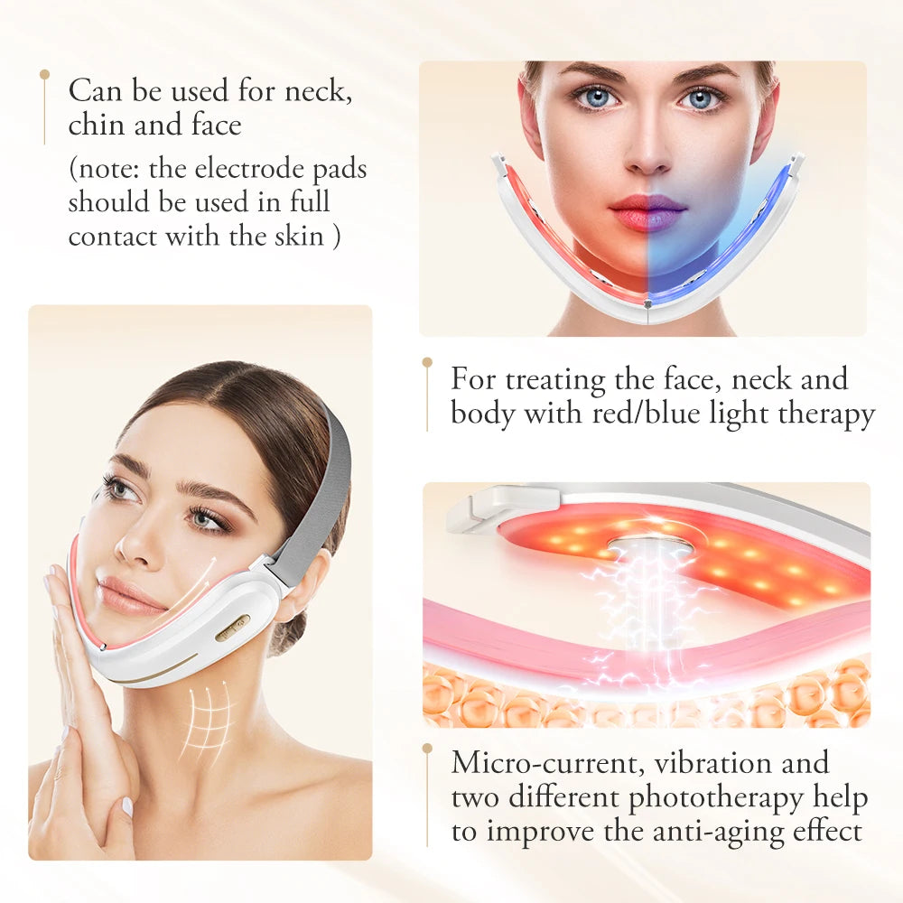 ANLAN V‑Face Lifting Device | 4‑Pole EMS, Red/Blue Light, Heat, Slimming