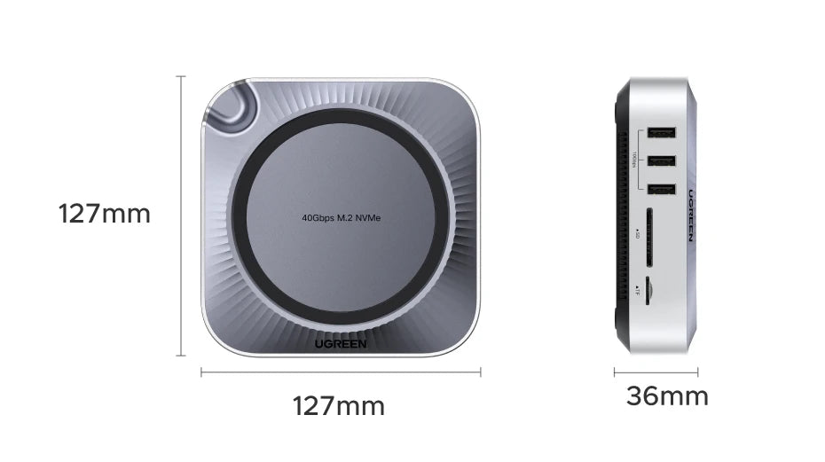 UGREEN 40Gbps Mac Mini M4 Docking Station with Dual USB‑C, M.2 NVMe SSD Enclosure