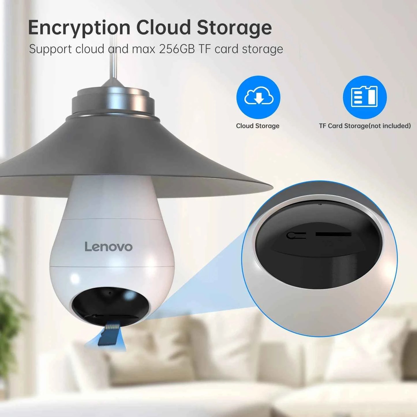 Lenovo 2K E27 Bulb WiFi Camera Home Indoor Video Surveillance Camera Color Night AI Tracking Security PTZ IP Camera Baby Monitor - Limetastore