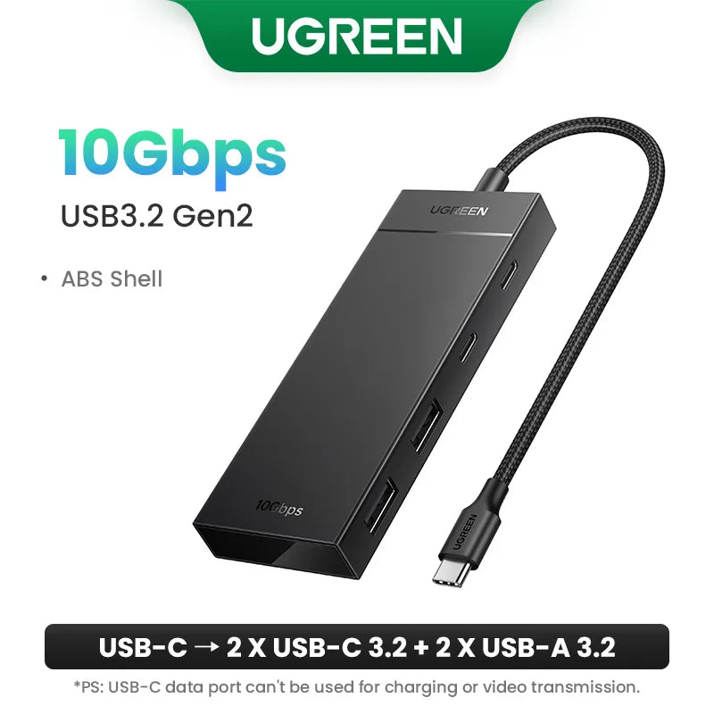 UGREEN USB‑C to USB 3.0 Hub | 4‑Port High‑Speed Splitter for MacBook, iPad & Samsung