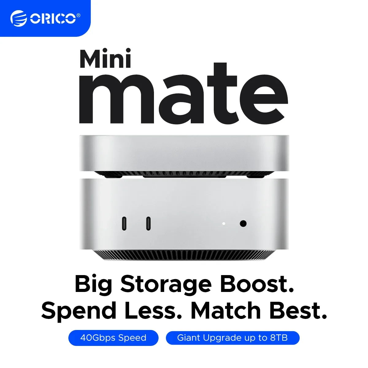 ORICO MiniMate External SSD Expansion Dock for Mac Mini 4 with 40Gbps/20Gbps USB‑C