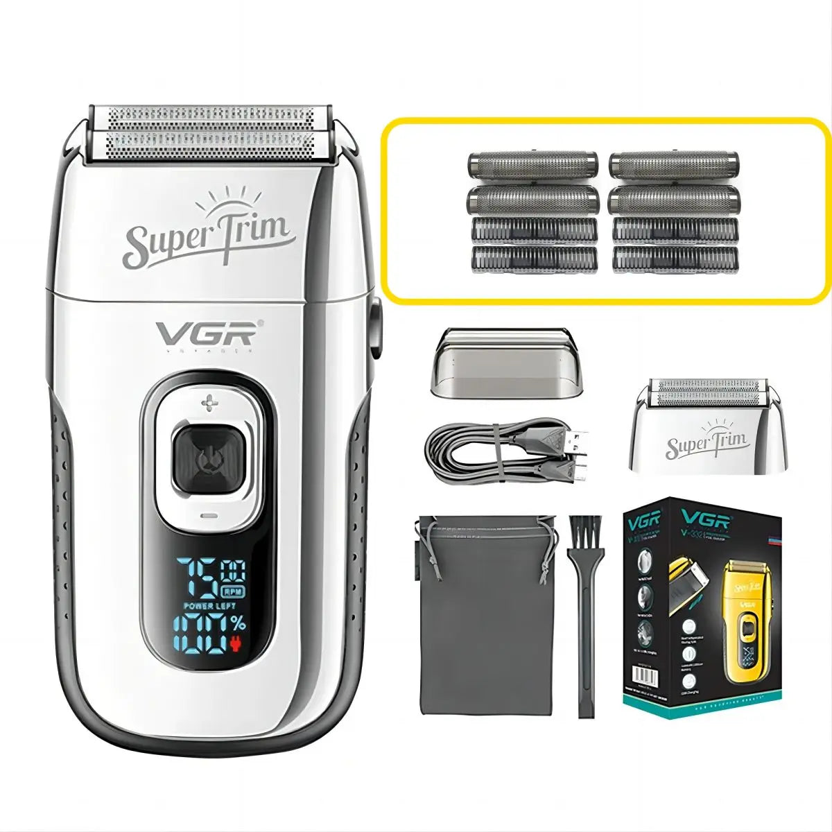 VGR Shaver Professional Face Bald Shaver Beard Trimmer Electric Razor Rechargeable Hair Trimmer Shaving Machine for Men V-332