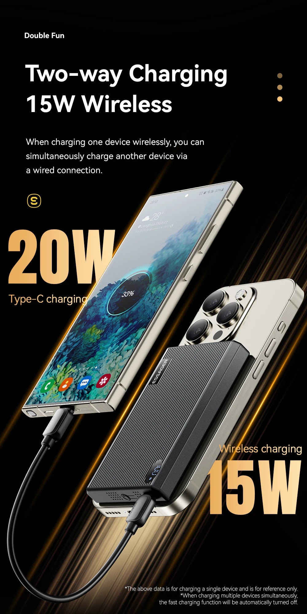 ESSAGER Thin Magnetic Power Bank 20W 10000mAh MagSafe