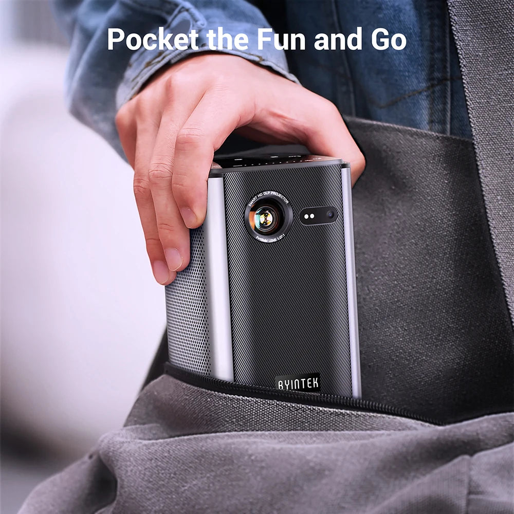 BYINTEK P70 Smart Mini DLP Projector – 4K Support, Native 1080P, Built-in Battery, Android WiFi