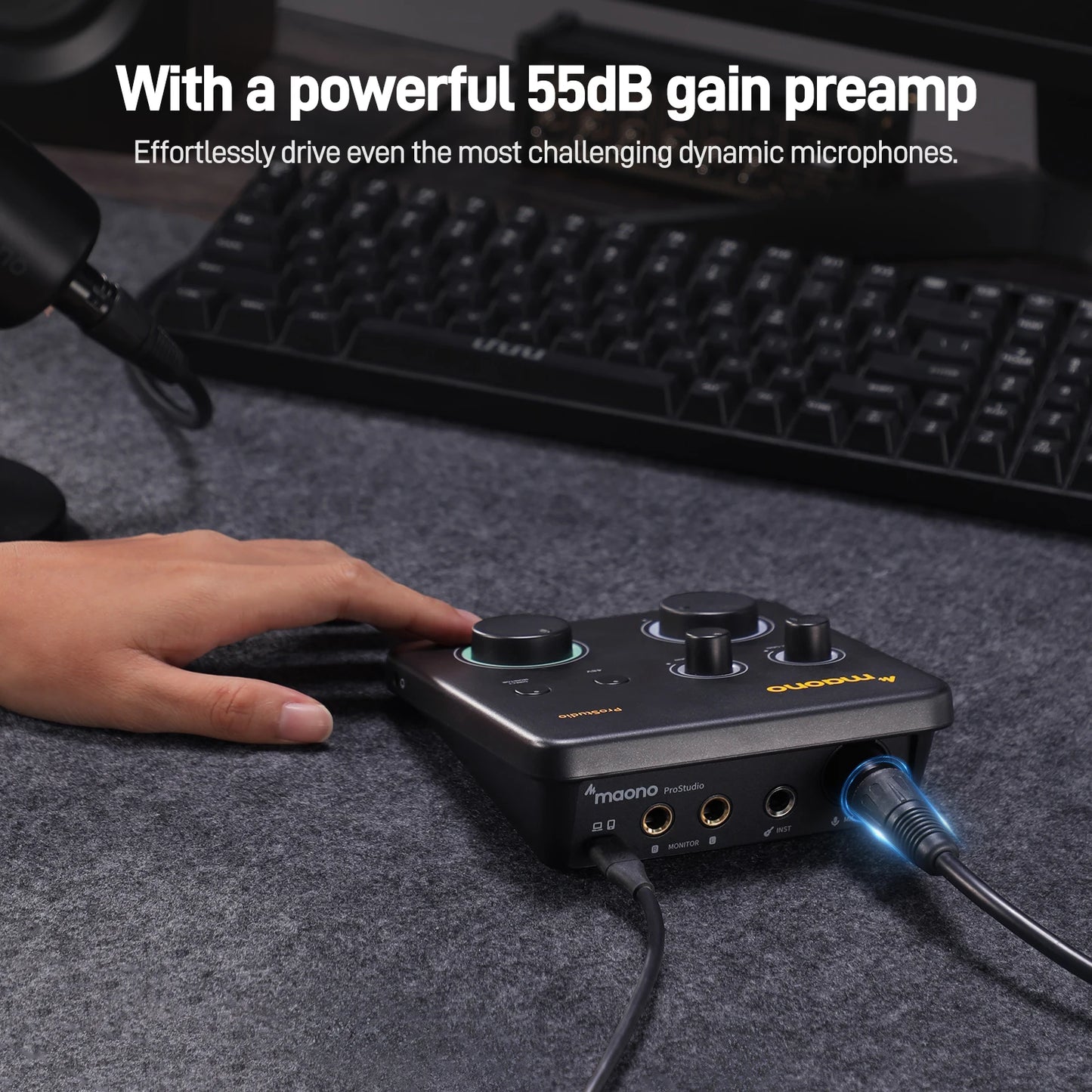 Maono PS22 Lite – USB Audio Interface 24‑bit/192 kHz | XLR Input, Loopback, ASIO Support, DAW Compatible for Music, Guitar & Recording
