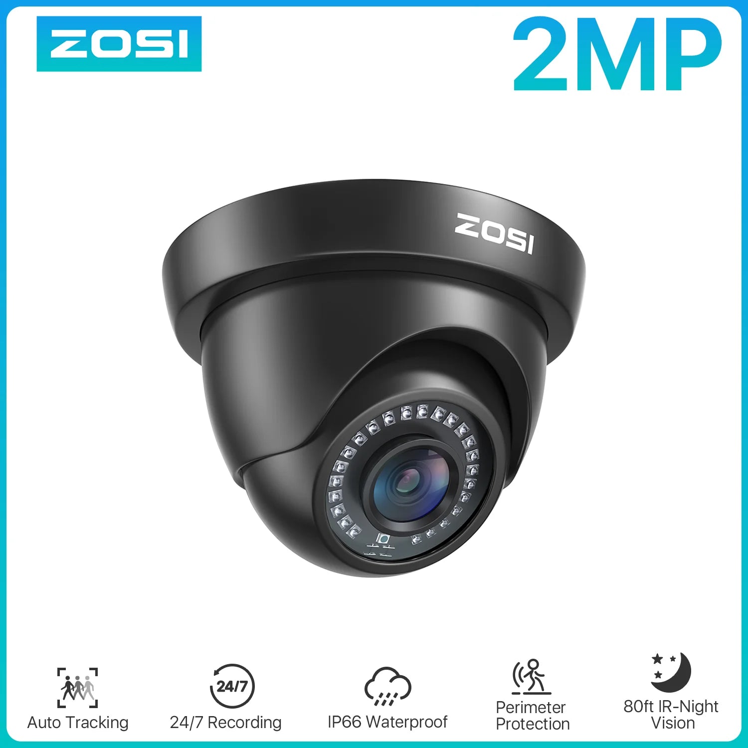ZOSI 1080p Outdoor Security Camera – Waterproof AHD/TVI/CVI/CVBS 4‑in‑1 Surveillance Camera
