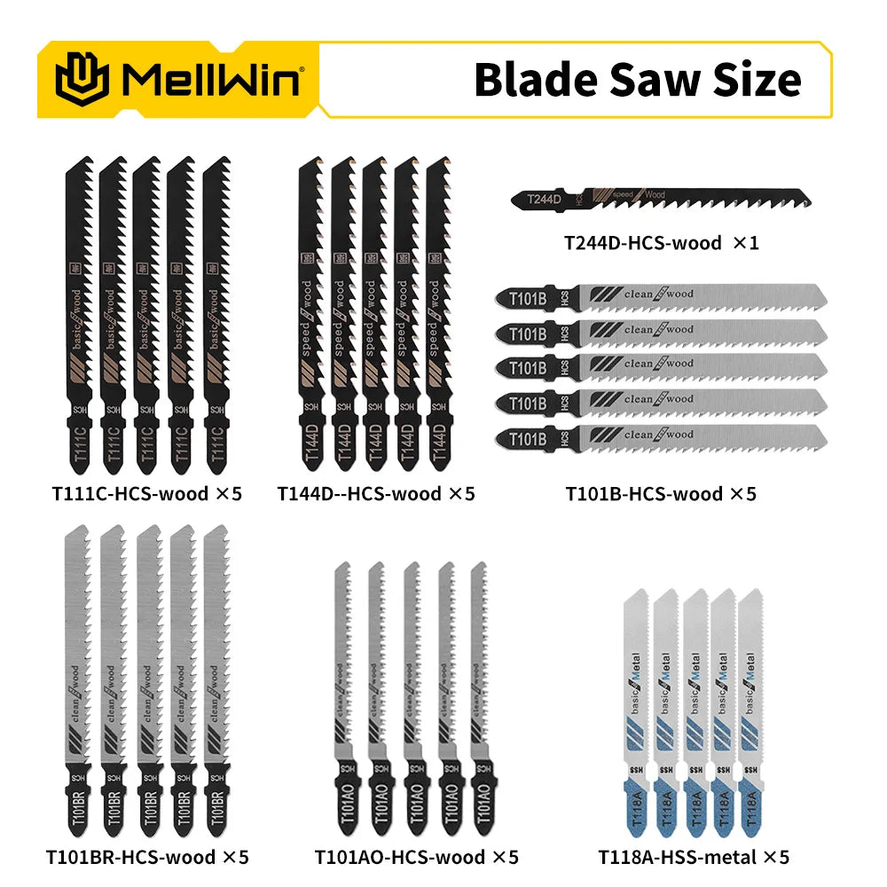 MELLWIN 3500RPM Cordless Electric JigSaw 31 Blade Wireless Curve Saw Multi-function Woodworking Tool For Makita 18V Battery Pin - Limetastore