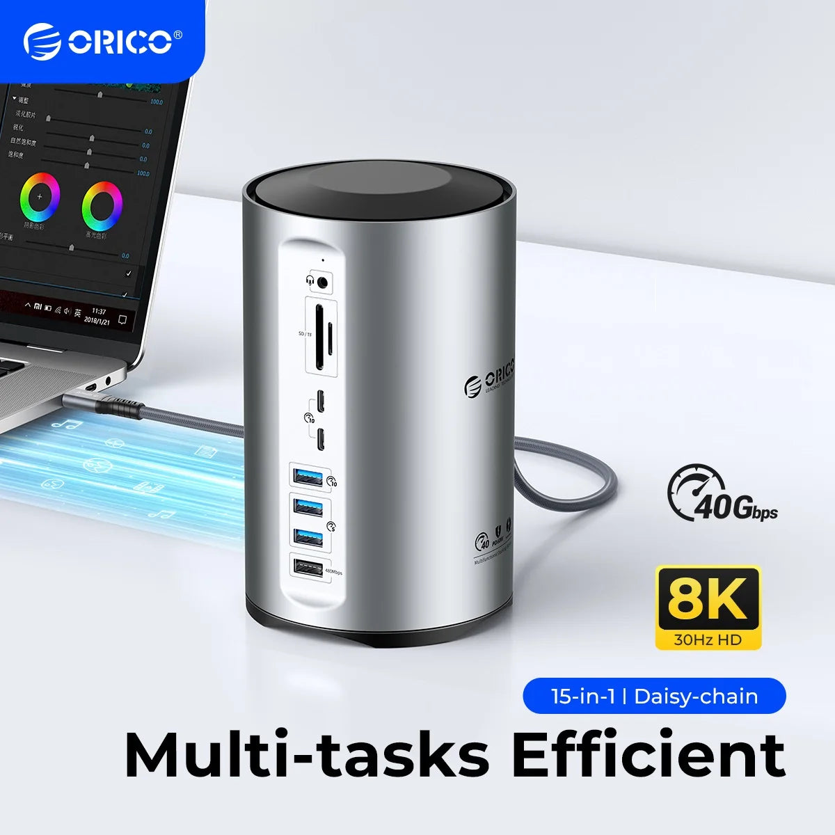 ORICO USB4 Type‑C Docking Station for MacBook Pro M1/M2 with 8K HDMI, DisplayPort