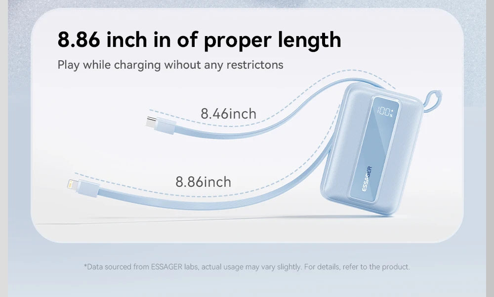 ESSAGER Mini Power Bank 20000mAh with Cables 22.5W PD