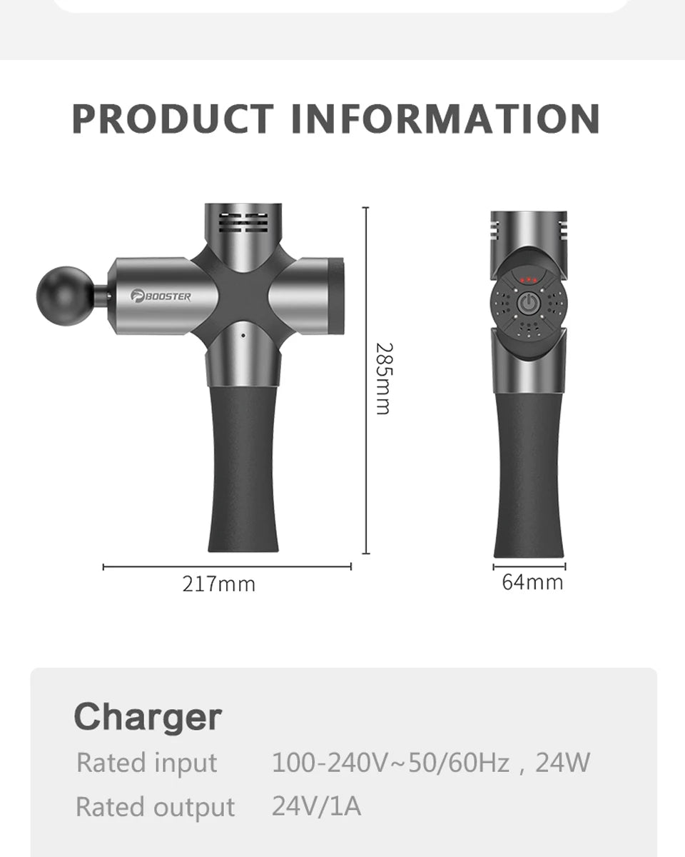 Booster Pro 3 – Professional Deep‑Tissue Massage Gun | Muscle Stimulator, Quiet Percussion Massager