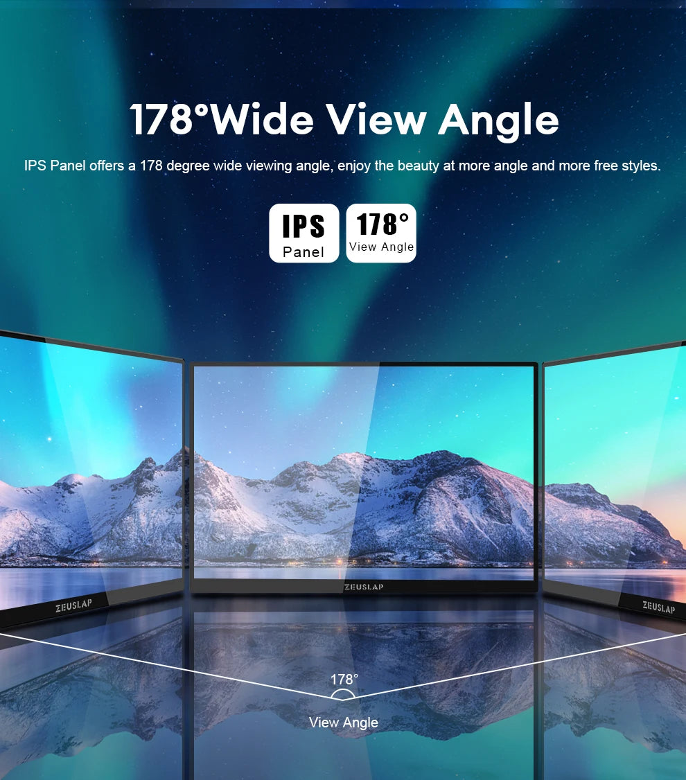 ZEUSLAP 16" 2.5K 144Hz Prenosni monitor na dotik | 2560×1600, 100 % sRGB, 500 nitov