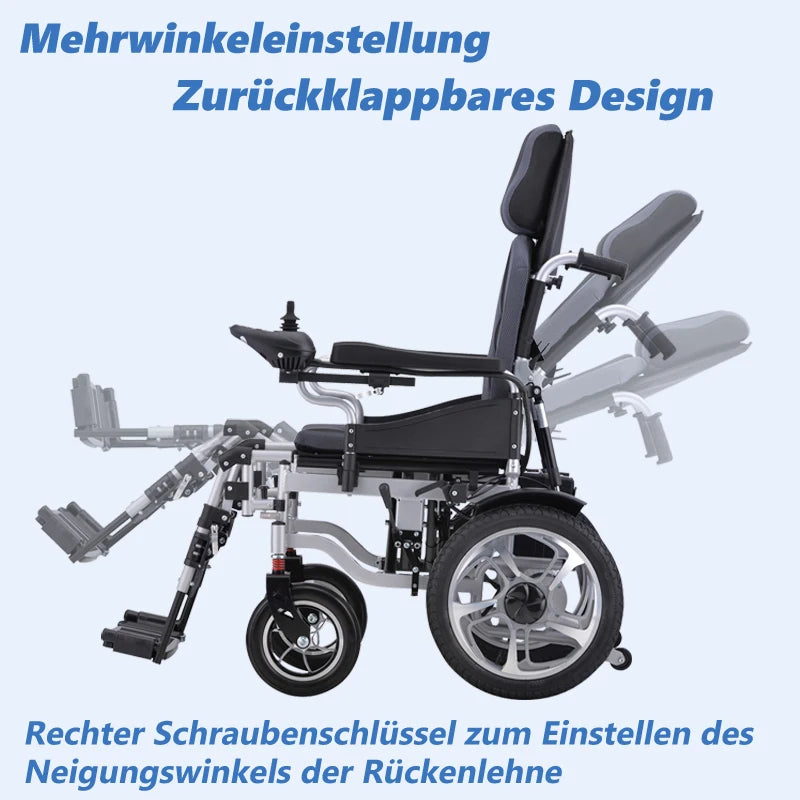 Electric Self‑Propelled Folding Wheelchair for Elderly & Disabled – Reclining Backrest