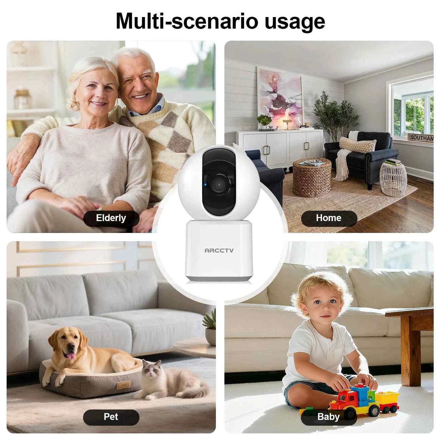ARCCTV 2K WiFi 5G Surveillance Baby Monitor Camera HD Two Way Talk IR Night Vision Security PTZ Camera 360° View Auto Tracking - Limetastore