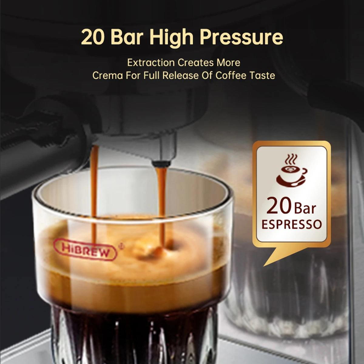 HiBREW H11 – 20 barov super tanek espresso aparat | Polavtomatski kavni aparat za ESE blazinice in mleto kavo