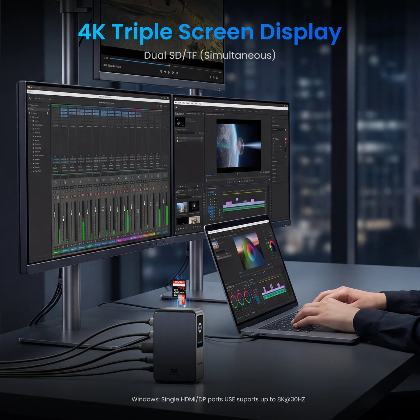 Vention USB‑C 13‑v‑1 Dock | 8K30Hz, MST, Smart Screen, USB 3.2 10Gbps, RJ45 za MacBook in Windows