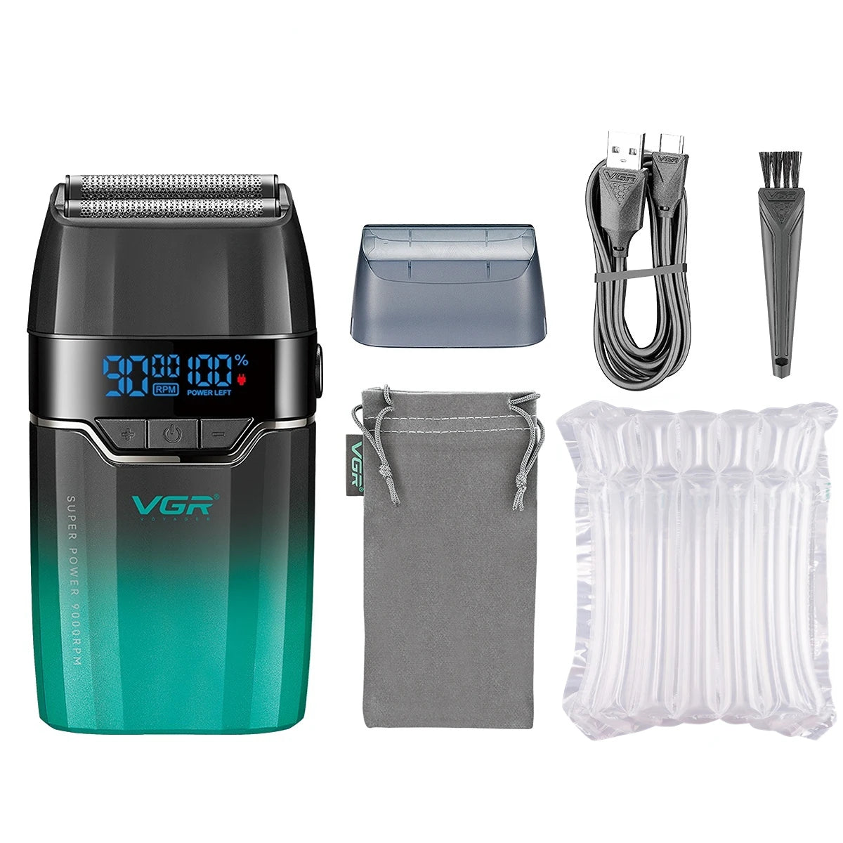 VGR Shaver Professional Beard Trimmer 9000 RPM Shaving Machine Razor Electric Shaver Reciprocating LED Shaver for Men V-308