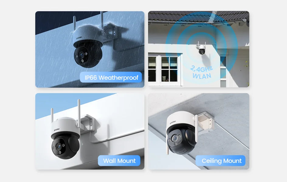 ZOSI C290 4K 8MP/4MP/2MP Outdoor PTZ WiFi Security Camera – Auto Person Tracking, 2‑Way Audio