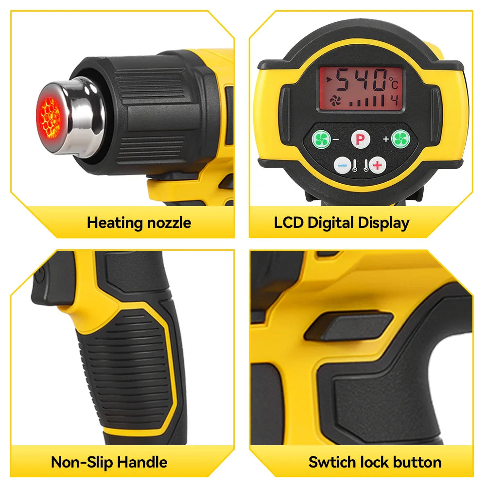MELLWIN 540°C Cordless Electric Heat Gun 25 Gears Handheld Hot Air Blower Gun Home Welding Tools For Makita 18V Battery Pin - Limetastore