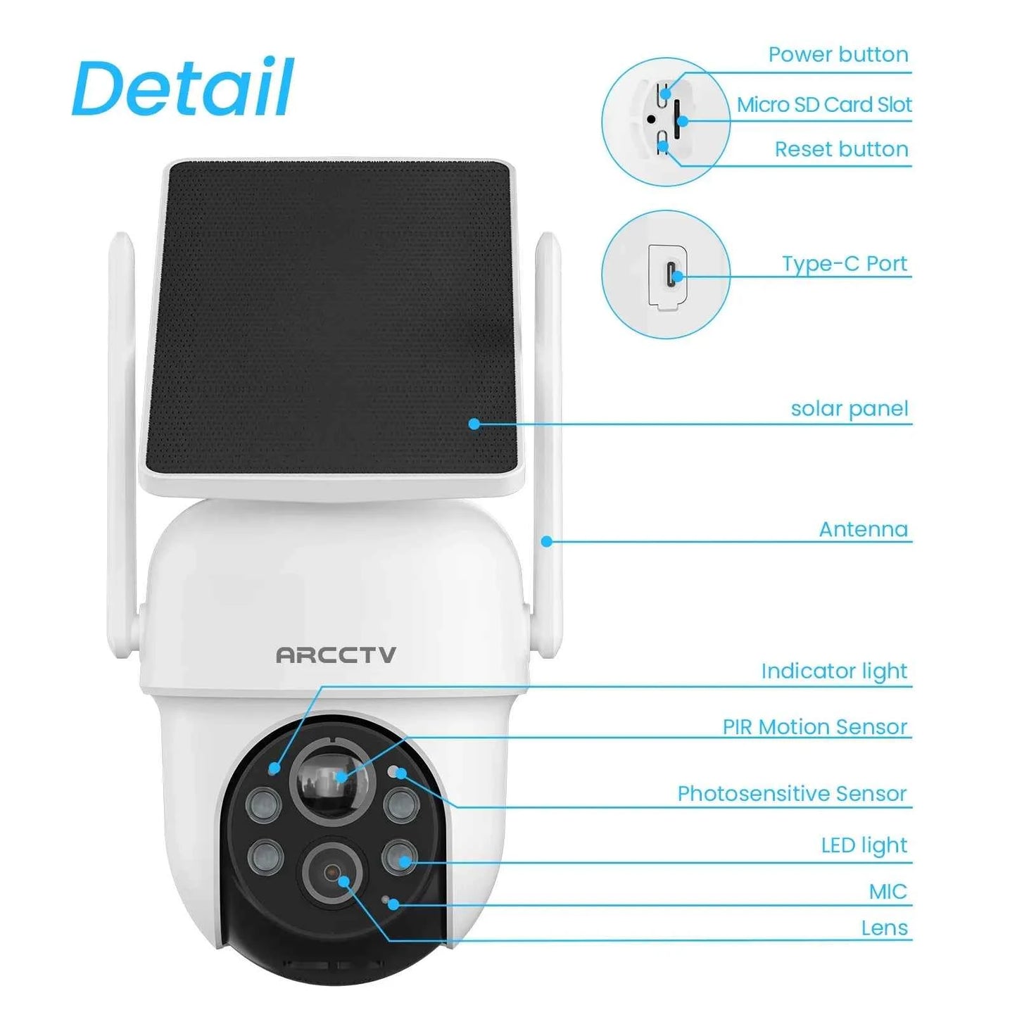ARCCTV 4MP Wifi Solar Camera Kit Outdoor Wireless Security Surveillance Camera Set Siren Alarm Humanoid Detection Two Way Audio - Limetastore